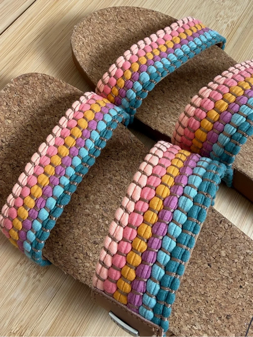 Reef Women’s Cork Slide Sandals Size 9 Colorful Woven Double Strap Comfort - Picture 8 of 9